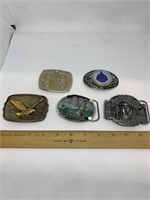 Lot 5 collectible belt buckles