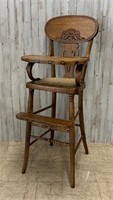 Vintage Oak Pressed Back Highchair