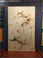 LARGE FRAMED CHINESE SILK EMBROIDERED PANEL