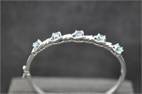 4.12ct blue topaz diamond bangle bracelet