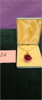 Beautiful Large Rose Brooch with Chain