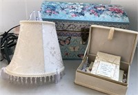 Paper Chest, Lamp Kit with Shade, Stationery in