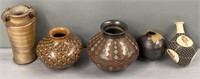 Native Pottery & Wood Vases Lot Collection