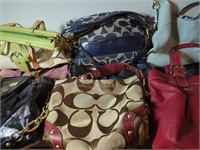 Large Lot of 9 Vintage Coach Handbags