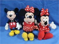 Hard Rubber Mickey & 2 Soft Minnies
