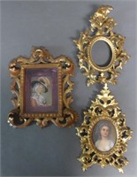 Grouping of Miniature Portraits & Ornate Frames