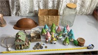 Gnomes, Turtle Planter, Checker Pieces, Basket,