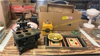 Grinder, Pottery, Card Tray, CI Mini Stove, Misc.