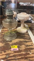 Vintage Oil Lamps - 2  Aladdin drape milk glass?