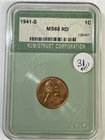 1941-s NTC Graded Lincoln ms 68 Red