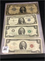 Lot of 4 Paper Bills Including