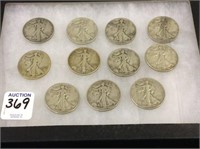 Collection of 11 Liberty Half Dollars Including