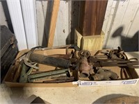 2 BOXES OF OLD TOOLS + SPOUTS