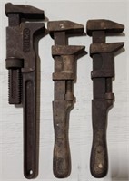 Collection of 3 Vintage Pipe Wrenches