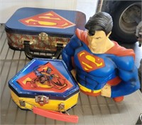 GROUP OF SUPERMAN, TINS AND BUST