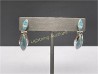 STERLING SILVER OPALITE AND TURQUOISE EARRINGS