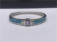 STERLING SILVER OPALITE AND AMETHYST BANGLE