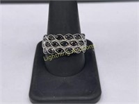 STERLING SILVER BLACK DIAMOND FASHION RING