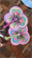 2pc Paper Fans, Flower Design