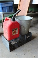 Small Live Trap, Galvanized Pail, Fuel Can