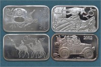 4 - 1ozt Silver .999 Holiday Bars (4ozt TW)