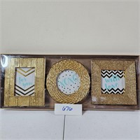 Gold Tone Square Circle Frame Set NEW