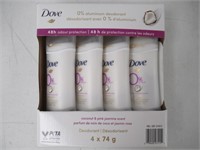 Dove Deodorant 4pk, Coconut & Pink Jasmine, 74g