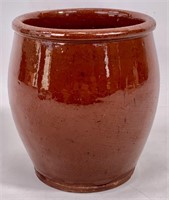 Redware pot - glazed in and out, 6" tall, 6" dia.