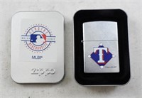2001 MLB RANGERS SEALED ZIPPO LIGHTER IN TIN BOX