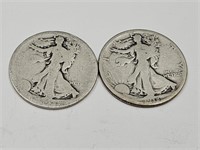 2-1918 S Walking Liberty Silver Half Dollar Coins