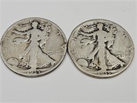 2-1935 D Walking Liberty Half Dollar Coins