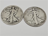 2- 1934 S  Walking Liberty Half Dollar Coins