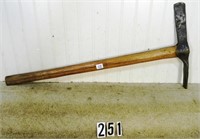 Unsigned, early hand wrought mattock-type grubber