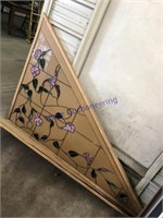 PAIR OF STAIN GLASS TRIANGLES--36X56X66.5" DIAGONL