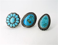 Sterling Turquoise Rings-Squash Blossom Ring