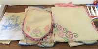 Vtg Embroidered Doilies, Table Cloths