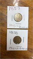 1857 and 1858 Flying Eagle 1cent coins