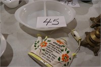 Glasbake Divided Dish and Vtg Wallpocket