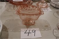 Indiana Glass Pink Covered Candy Dish