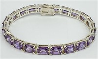 Purple Stone Sterling Silver Bracelet