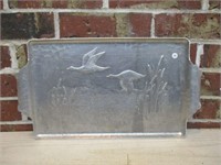 Vintage Hammered Aluminum Tray with Handles