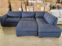 Thomasville - 3 Piece Blue Fabric Sectional Set