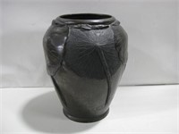 Vtg 20" Japanese Bronze Vase Lotus Leaf Design
