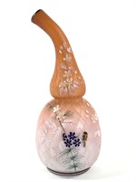 Fine12.5" Satin Quilted Gourd Vase w Enamel