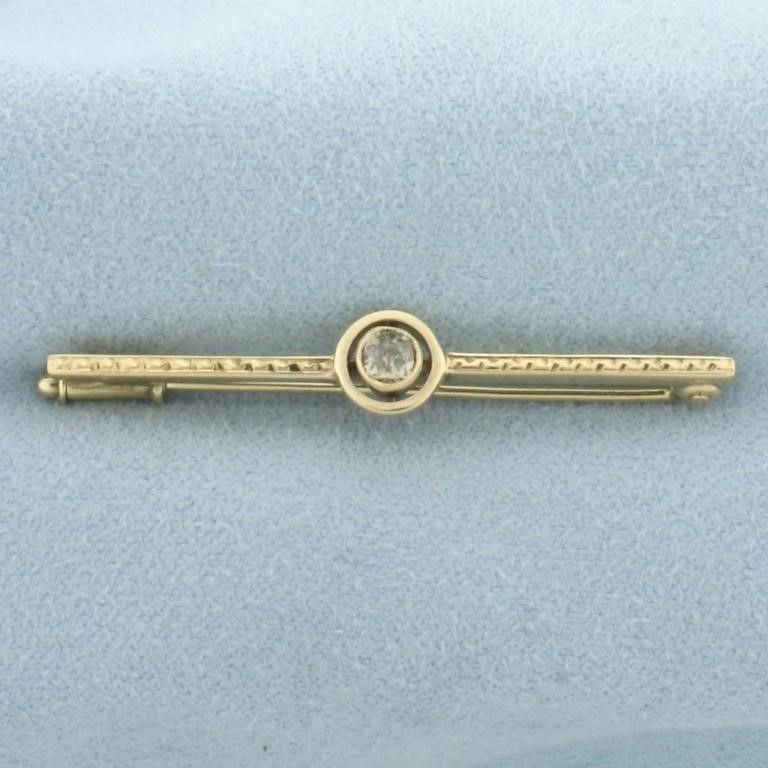 Antique Old European Cut Diamond Pin Brooch in 14k