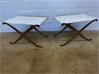 (2) Marble Top End Tables