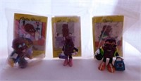 Three 1991 California Raisins Hardee's figurines: