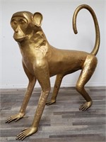 Large gilt cast aluminum monkey statue