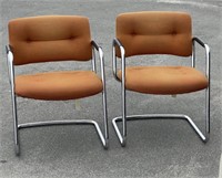Vintage orange Steelcase cantilever chairs