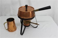 Copper fondue pot, & Benjamin & Medwin Copper cup